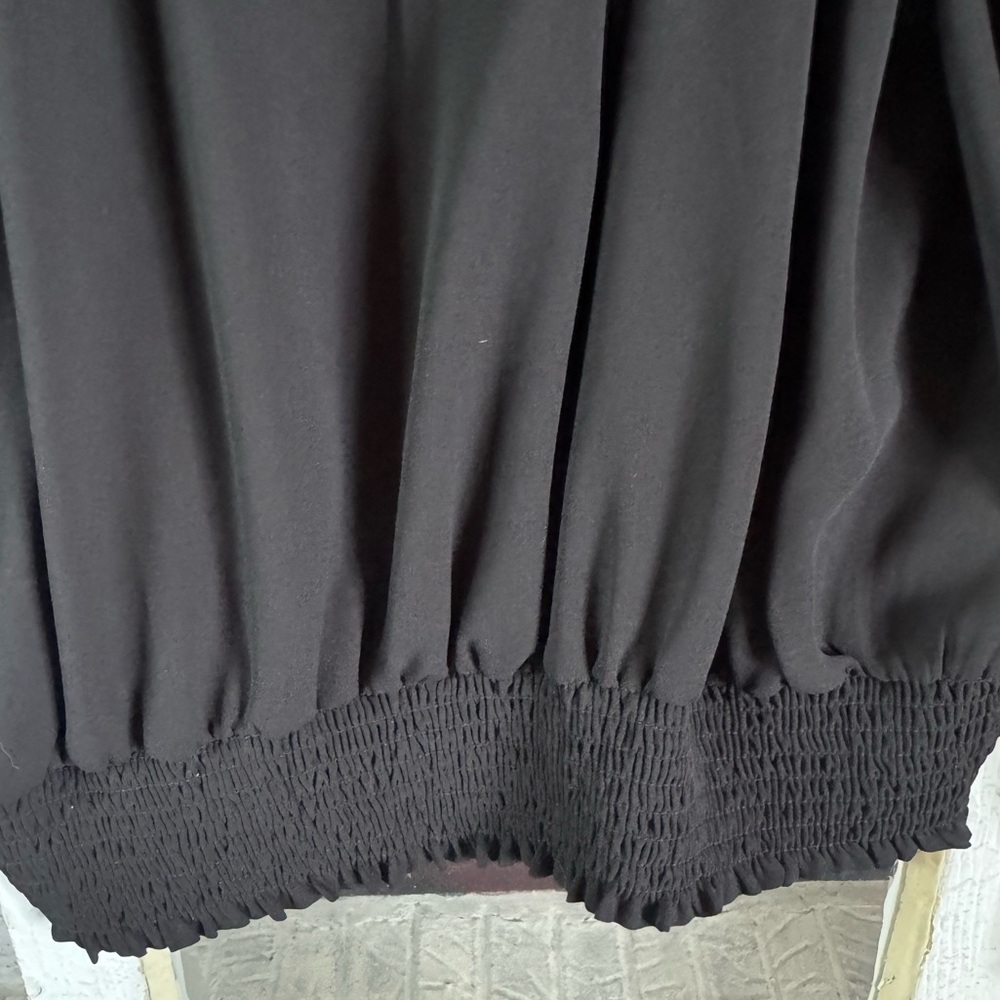 Elie. Elie Tahari Black Crochet Sleeve Blouse - Picture 6 of 8